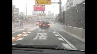 ゲリラ豪雨で阪神高速環状線がウォータースライダー 20120818 [upl. by Gerri]