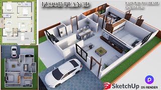 How to create 3d floor plan using SketchUp l D5 render l SketchUp Tutorials l 2D To 3D [upl. by Mert]