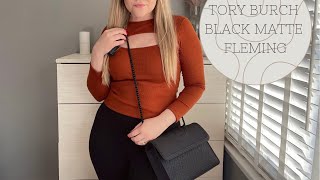 ✨TORY BURCH MATTE FLEMING LARGE HANDBAG POPULAR DESIGNER PURSE✨ REVEAL CARE TIPS TRYON [upl. by Estes]