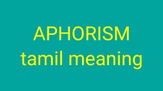 APHORISM tamil meaningsasikumar [upl. by Miksen]