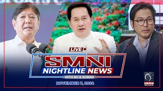 LIVE SMNI Nightline News with Admar Vilando amp Jayson Rubrico  November 7 2024  Huwebes [upl. by Berghoff]