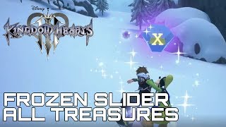 Kingdom Hearts 3 FROZEN SLIDER ALL TREASURE LOCATIONS ORICHALCUM GUIDE [upl. by Neelak]