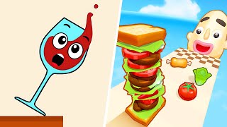 Satisfying Mobile Games  Spill It Sandwich Run Sandwich Runner Juice Run Ball Run 2048 [upl. by Liederman]