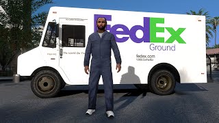 GTA 5 REAL LIFE MOD  WORKING AT FEDEX DAY 1 4K [upl. by Eelhsa]