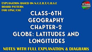 Class  6th  Geography  Chapter  2  Globe Latitudes amp Longitudes  Notes [upl. by Skelly]