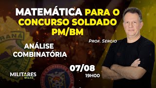 Análise combinatória  Matemática para o Concurso Soldado PMBMPR [upl. by Akinit]