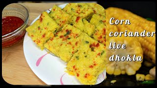 Dhokla recipe  Corn coriander live dhokla  dhokla  Dhokala  dhokla New recipe  unique dhokla [upl. by Flan]