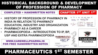 Historical Background and Development of Profession of Pharmacy  Ch 1 U 1  Pharmaceutics 1st sem [upl. by Bicknell]