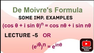 DE MOIVRES THEOREM  IMP EXAMPLES [upl. by Letitia]