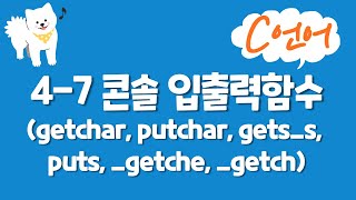 C언어 기초 강의 47  콘솔 입출력함수getchar putchar getss puts getche getch [upl. by Aseena37]