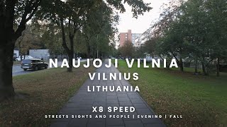 Naujoji Vilnia  Vilnius  Lithuania  Streets sights and people  4K 60 FPS  x8 [upl. by Wilfreda]