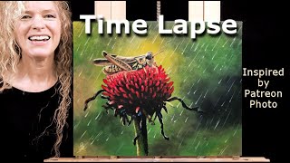 GRASSHOPPER IN THE RAINLearn How to Draw and Paint with AcrylicsBeginner Acrylic Painting Tutorial [upl. by Darice]