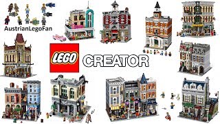 Lego Creator Modular Buildings Compilation of all Sets 20092018  Lego Speed Build Review [upl. by Adle989]