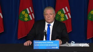 Ontario Premier Doug Ford on COVID19 antihuman trafficking legislation – February 22 2021 [upl. by Tobit]