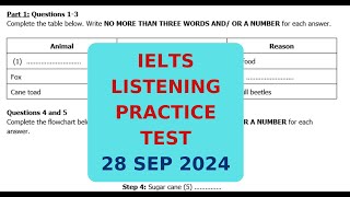 IELTS LISTENING PRACTICE TEST 28 SEP 2024 [upl. by Edaj]