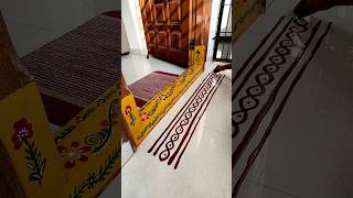 Easy border rangoli designs infront of home 🏡 fridayrangoli ytshorts viral borderkolam trending [upl. by Hayarahs]