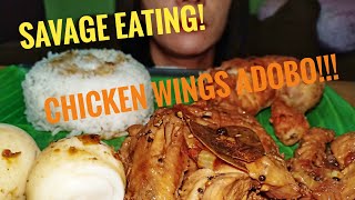 Mukbang▪️Savage Eating Chicken WingsTender Fried Chicken LegsAdobo [upl. by Nortna492]