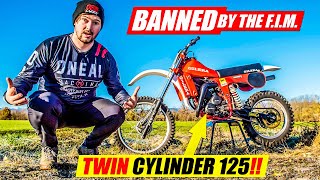 Riding the OUTLAWED Twin Cylinder 2 Stroke Dirt Bike [upl. by Skipper]