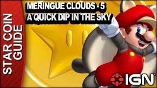 New Super Mario Bros U 3 Star Coin Walkthrough  Meringue Clouds5 A Quick Dip in the Sky [upl. by Anitsrihc]