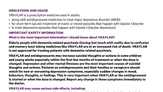 VRAYLAR Uses amp Important Safety Info  See bitlyVraylarPI [upl. by Enelrihs]