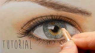 Tutorial  How to draw color a realistic eye and eyebrow with colored pencils  Emmy Kalia [upl. by Nerek]