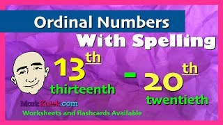 Ordinal Numbers  13th  20th with Spelling  English Speaking Practice  ESL  EFL [upl. by Tayib]