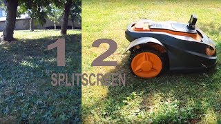 Mähroboter Worx im schwierigen Gelände ohne Begrenzungsdraht  Splittscreen [upl. by Sapphera278]