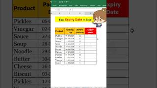 How to Find Expiry date in Excel  excelsolution excel microsoftoffice [upl. by Athey]