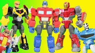 Marvel Super Hero Mashers Halloween Adventure Iron Man Optimus Prime Bumblebee amp Captain America [upl. by Ingrim]