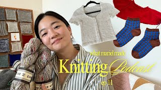 Knitting Podcast Ep 11 Finished Amoretta Blouse Grid Socks a Semiself drafted Sweater and more [upl. by Gnirol583]