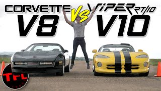 American Icons DRAG RACE How Mighty Is the Dodge Viper RT10 Against the Classic Chevy Corvette [upl. by Elocal]