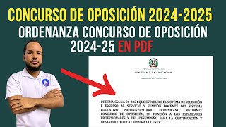 Ordenanza Concurso de Oposición 202425 en PDF ¿Le conviene este concurso al banco de elegible [upl. by Riabuz]