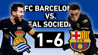 Barcelona vs Real Sociedad 61  Messi and Dest both get two in Anoeta masterclass  La Liga Review [upl. by Ynafetse]