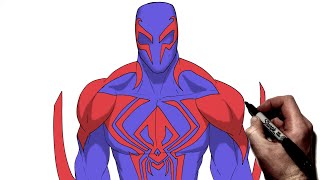 How To Draw Spider Man 2099 Miguel OHara  Step By Step  Across The Spiderverse [upl. by Annovad]