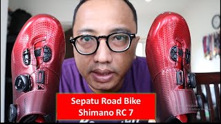 SHIMANO RC 7 SEPATU CLEAT CARBON RINGAN STIFF TAPI TETAP NYAMAN DIPAKAI INDONESIA [upl. by Eterg]