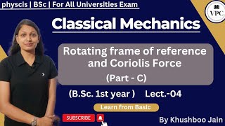 Rotational Frame of Reference and Coriolis forcePartCBSc1st yearmechanicsLect04 [upl. by Namijneb902]