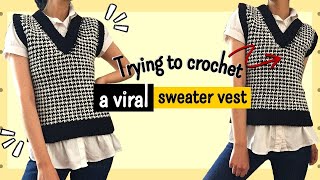 CHALECO a CROCHET quotpata de gallo quot  HOUNDSTOOTH sweater vest [upl. by Theurich]