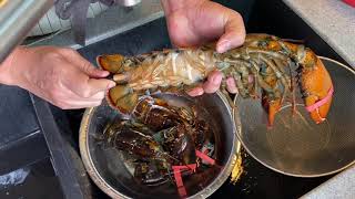 Do This Critical Step Before Cooking Lobsters How to Clean Prep Cut Crack Boston Lobsters [upl. by Laris]