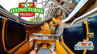 Flying Turns Roller Coaster On Ride 4K POV Knoebels 2023 07 22 [upl. by Magnuson]