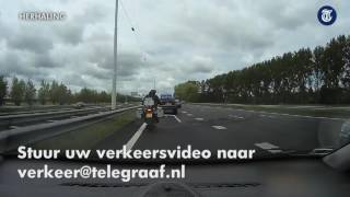 Motorrijder haalt gevaarlijke capriolen uit [upl. by Nirrej]