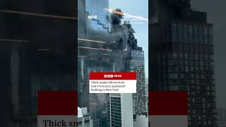 Watch the moment thick smoke billowed from a skyscraper in New York NewYork US BBCNews [upl. by Assillam570]