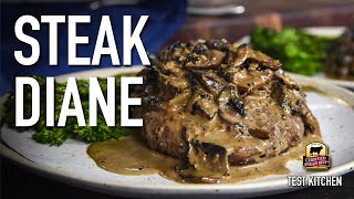 Classic Steak Diane Recipe Flat Iron Steaks with Mushroom Cream Sauce [upl. by Manwell]