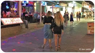 Faliraki Bar Street by Night  Rhodes Greece [upl. by Ahsyia779]