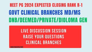 NEET PG 2024Expected Closing Rank R1 MDMSDNBDeemedPrivateDiploma Clinical Brancheneetpg2024 [upl. by Ttam]