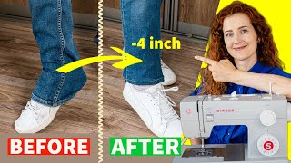 How to hem jeans using domestic sewing machine WITHOUT original hem [upl. by Anaitak]