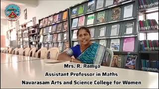 Mrs R Ramya  Assistant Professor  Maths  Navarasam College [upl. by Enisamoht16]