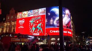 COCA COLA HOLIDAYS ARE COMING CHRISTMAS ON PICADILLY TV SCREEN  London 2023 Trip [upl. by Akihsay]