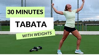 30 MIN INTENSE TABATA Full Body HIIT Workout with Weights No Repeat [upl. by Chrisman]