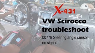 VW Scirocco troubleshoot 00778 Steering angle sensor no signal with LAUNCH X431 [upl. by Yrmac986]