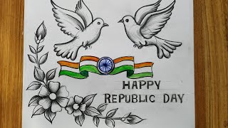 how to draw republic day drawing easy with pencil sketchrepublic day drawing easy [upl. by Dlareg]